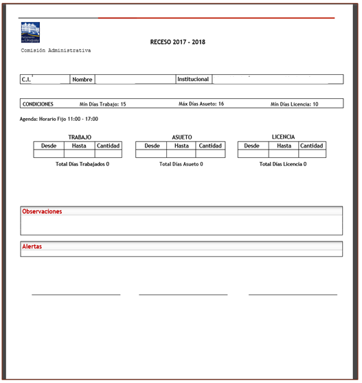 ejemplo de impresión del formulario del receso